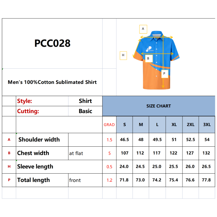 Picture of Men's 100% Cotton Sublimated Shirt