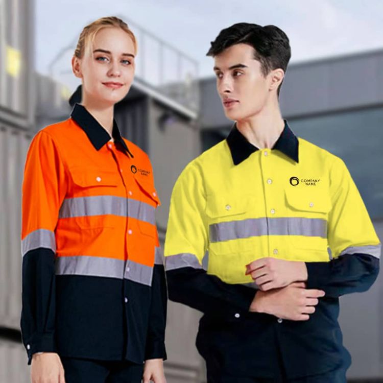 Picture of Unisex Cotton Hi-Vis Reflective L/S Shirt