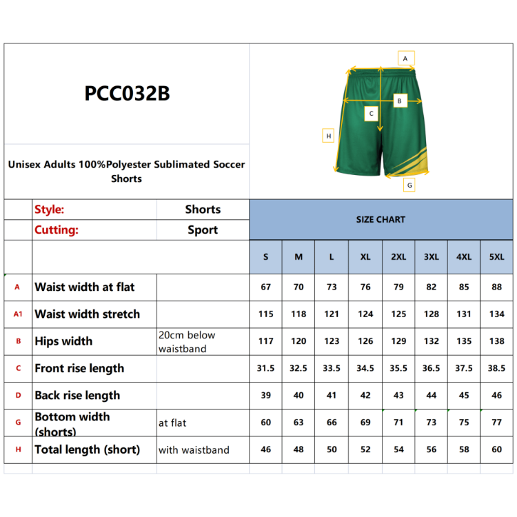 Picture of Unisex Adults 100%Polyester Sublimated Soccer Shorts