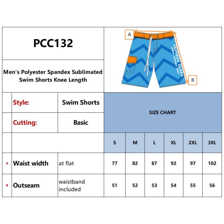 Picture of Men's Polyester Spandex Sublimated Swim Shorts Knee Length