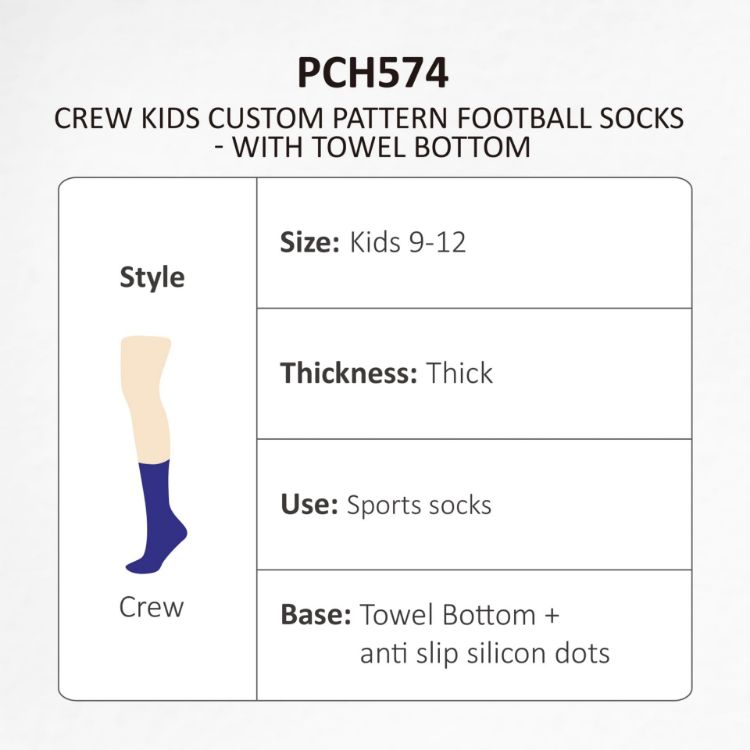 Picture of Crew Kids Custom Pattern Football Socks - With Towel bottom