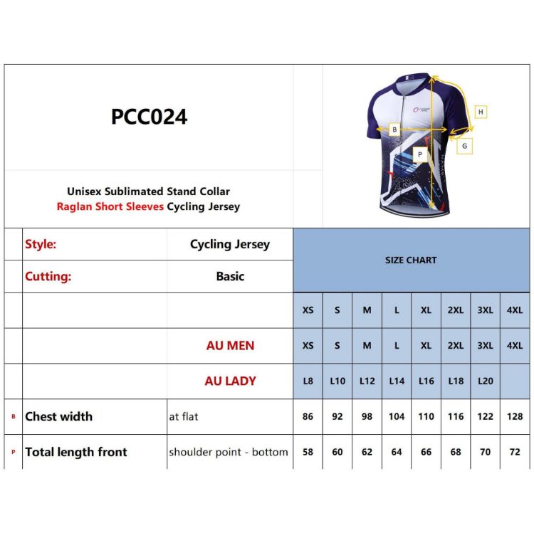 Picture of Unisex Sublimated Stand Collar  Raglan Short Sleeves Cycling Jersey