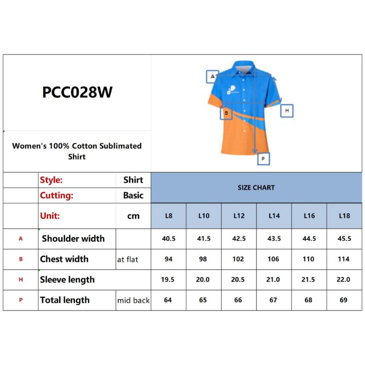 Picture of Women's 100% Cotton Sublimated Shirt