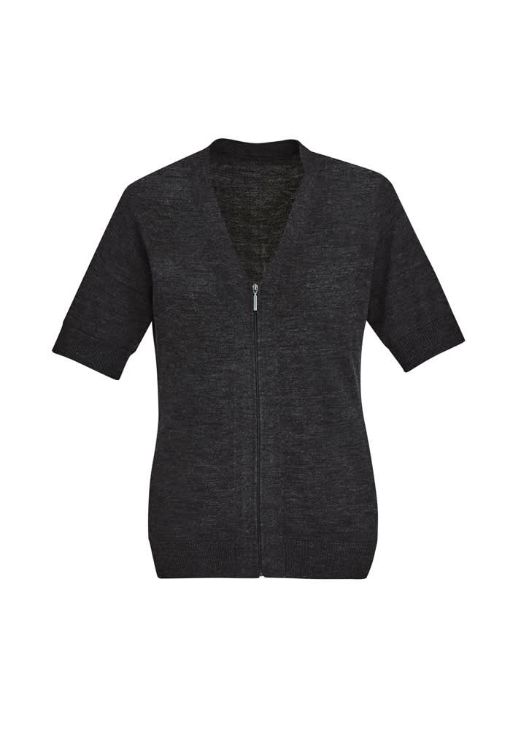 Picture of Womens Zip Front Short Sleeve Knit Cardigan