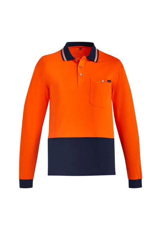Picture of Mens Hi Vis Cotton Long Sleeve Polo