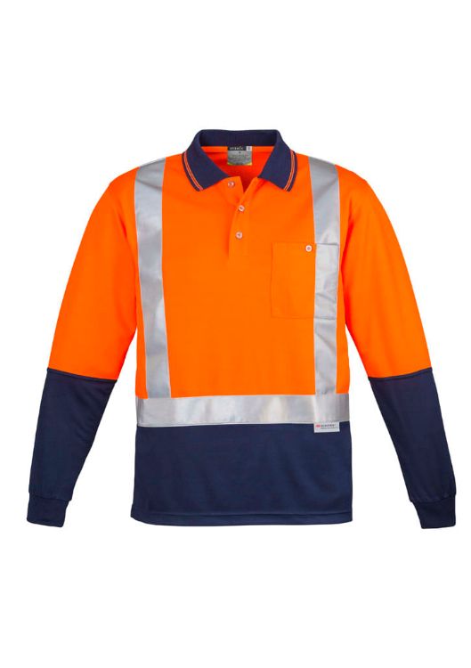 Picture of Mens Hi Vis Spliced Long Sleeve Polo - Shoulder Taped