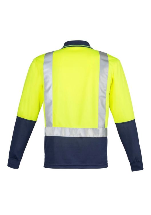 Picture of Mens Hi Vis Spliced Long Sleeve Polo - Shoulder Taped