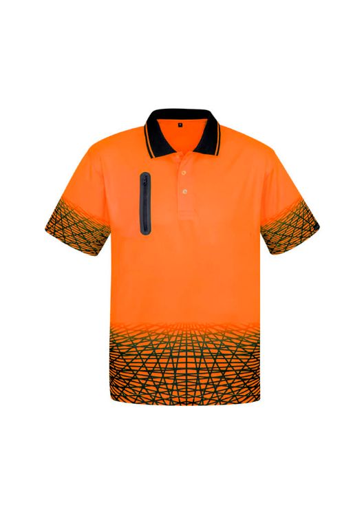 Picture of Mens Hi Vis Tracks Short Sleeve Polo