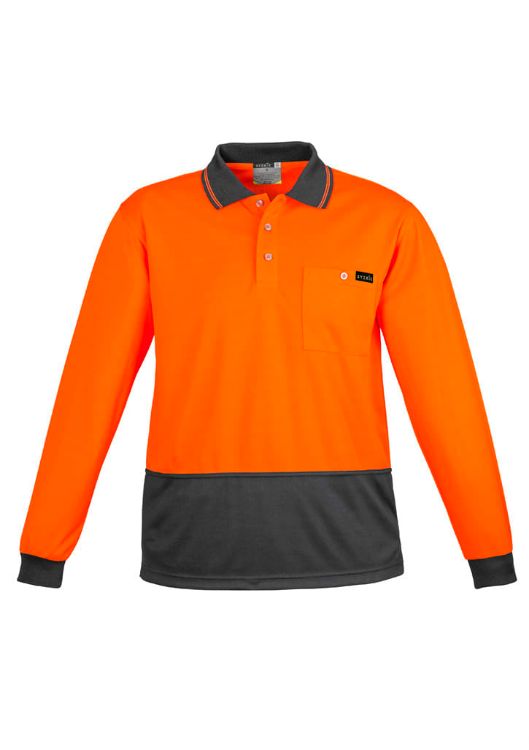 Picture of Mens Hi Vis Comfort Back Long Sleeve Polo