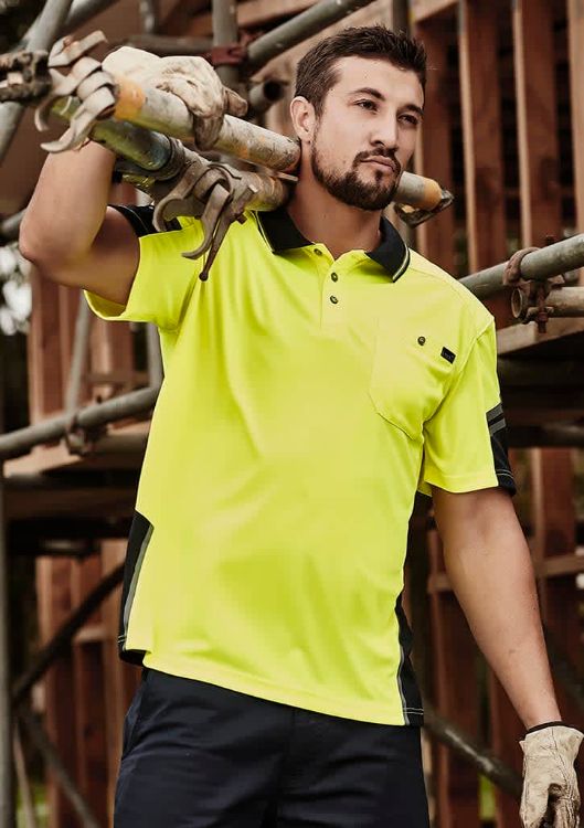 Picture of Mens Hi Vis Reinforced Squad Short Sleeve Polo