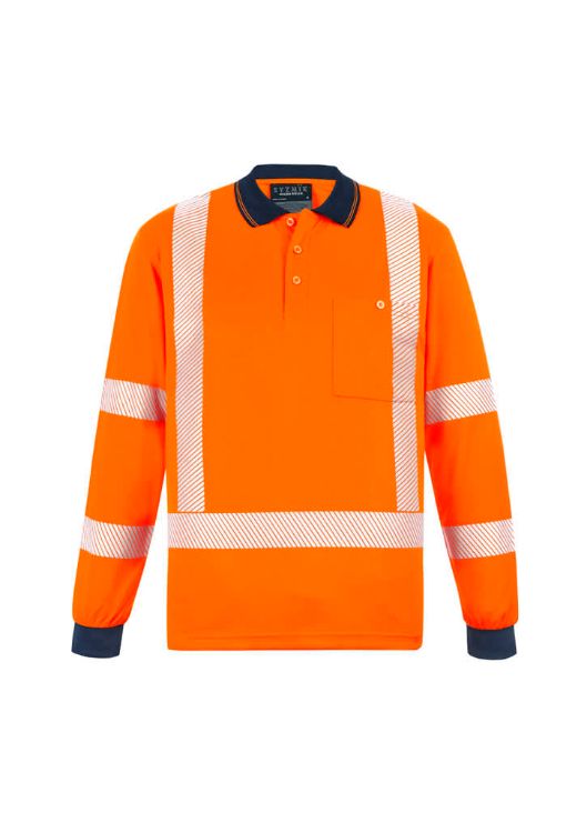 Picture of Unisex Hi Vis X Back NSW Rail Long Sleeve Polo