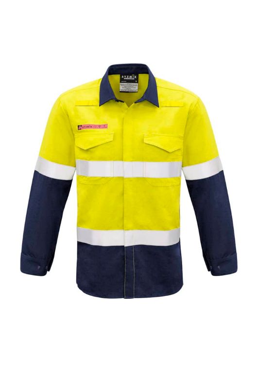Picture of Mens Red Flame Hi Vis Shirt - Hoop Taped
