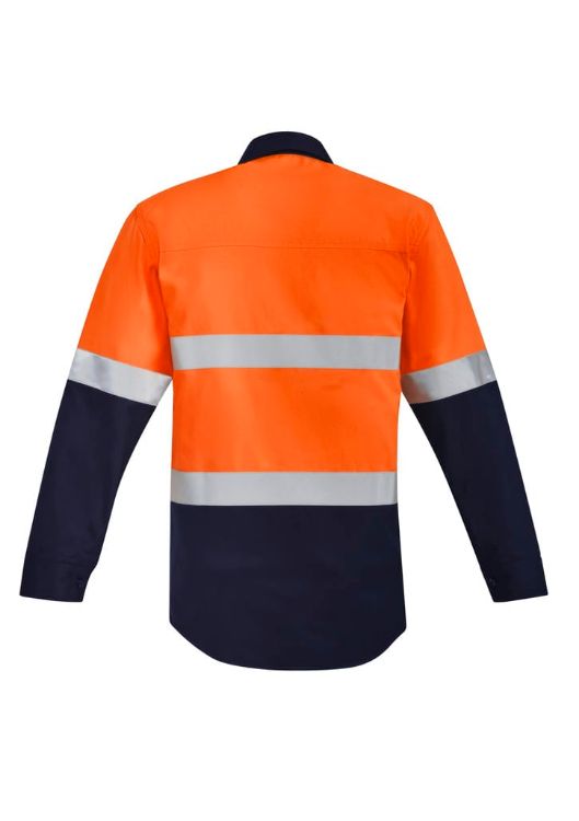 Picture of Mens Orange Flame Hi Vis Open Front Spliced Shirt - Hoop Taped