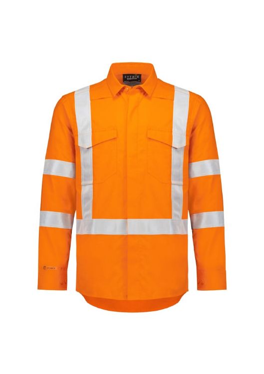 Picture of Mens Orange Flame Lightweight Ripstop X Back Taped Shirt