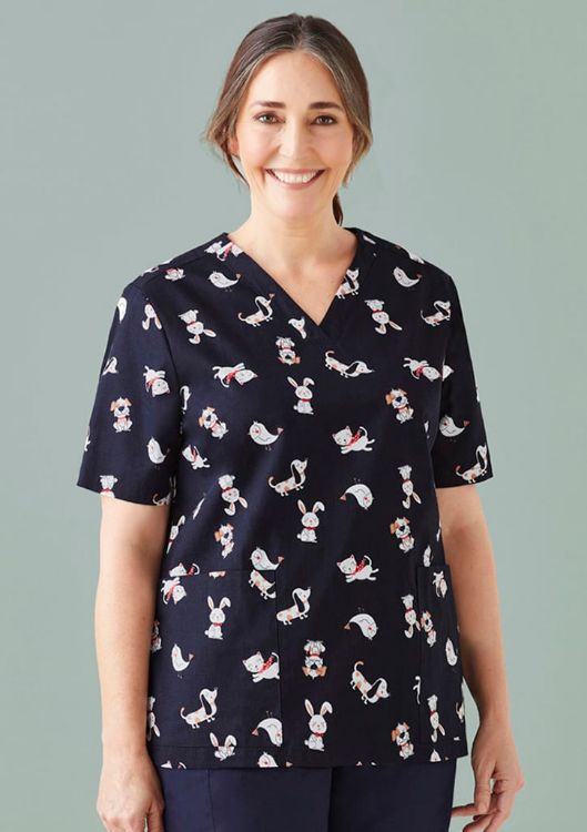 Picture of Womens Printed Best Friends Scrub Top