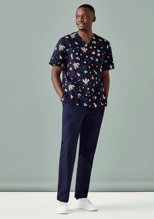 Picture of Mens Printed Space Party Scrub Top