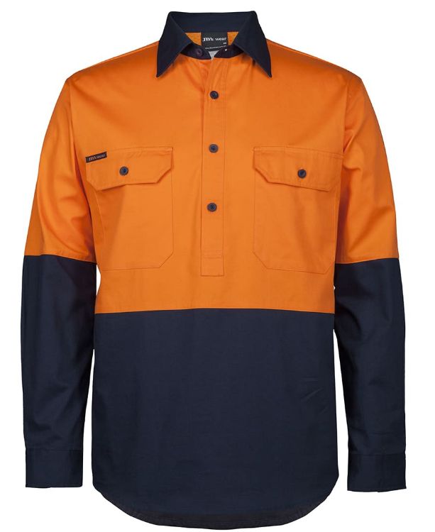 Picture of JB's Hi Vis Close Front L/S 150g Work Shirt