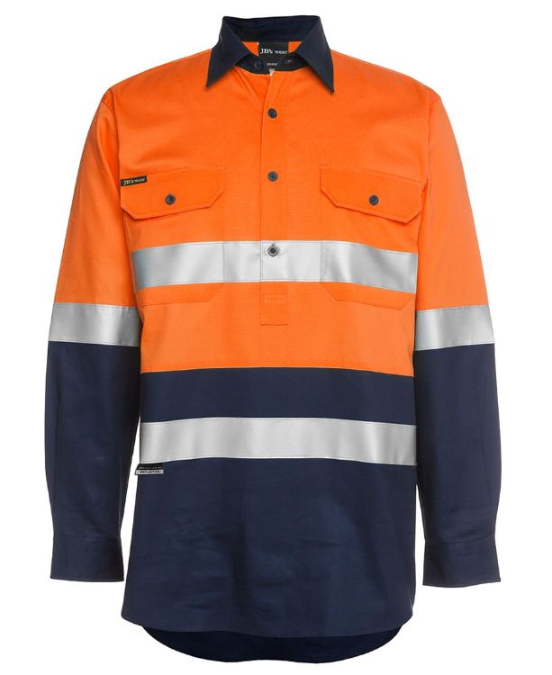 Picture of JB's Hi Vis (D+N) Close Front L/S 190g Work Shirt