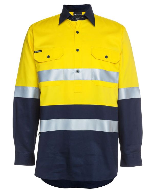 Picture of JB's Hi Vis (D+N) Close Front L/S 190g Work Shirt