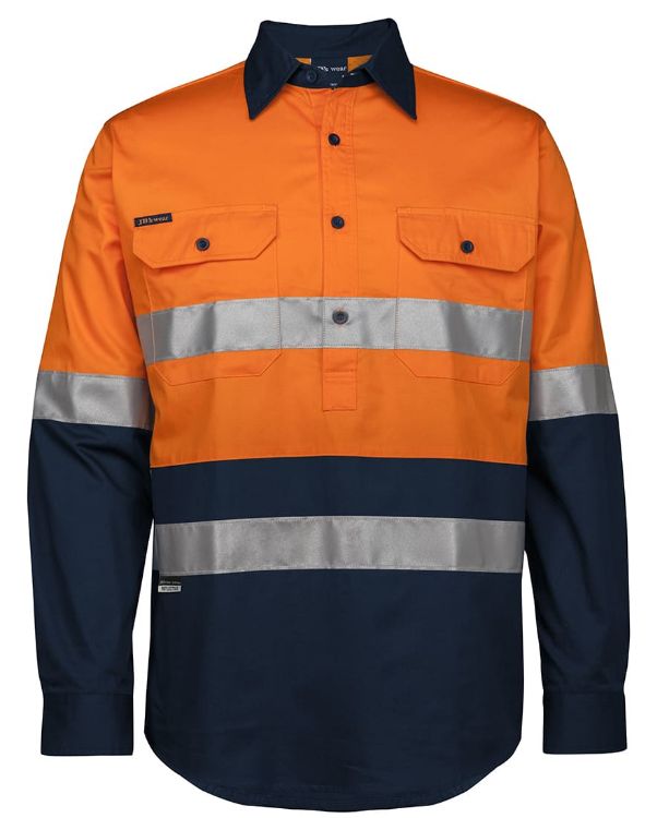 Picture of JB's Hi Vis (D+N) Close Front L/S 150g Work Shirt